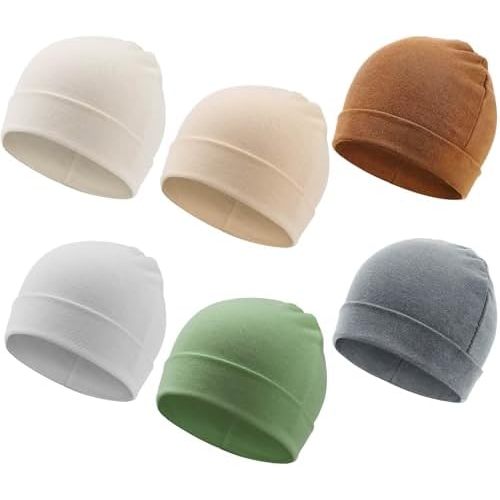 DRESHOW BQUBO 6 Pack Baby Beanie Hats for Unisex Infant Toddler Cotton Beanie Newborn Hospital Hat for Boys Girls 0-6 Months
