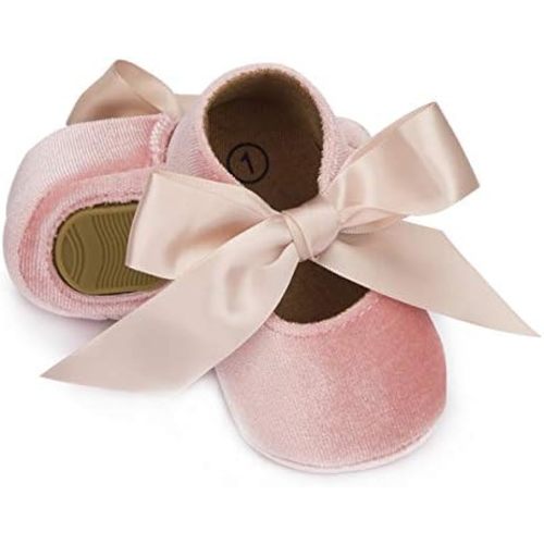 KIDSUN Infant Baby Girls Mary Jane Shoes Non-Slip Rubber Sole Ballet Slippers Princess Dress Wedding Shoe Newborn Crib Shoes First Walkers Shoes
