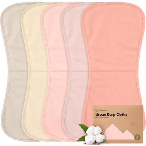 Organic Burp Cloths, 5-Pack Cotton Burp Rags (Muted Muse)