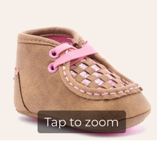 Twister Infant Lauren Baby Bucker Brown and Pink Glitter Woven Moc Shoes