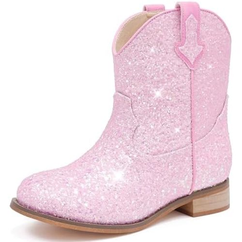 Toddler Cowgirl Boots Glitter Girls Cowboy Boots Ankle Toddler Boot Little Kid Western Horse Riding Shoes Party Birthday Dress Up