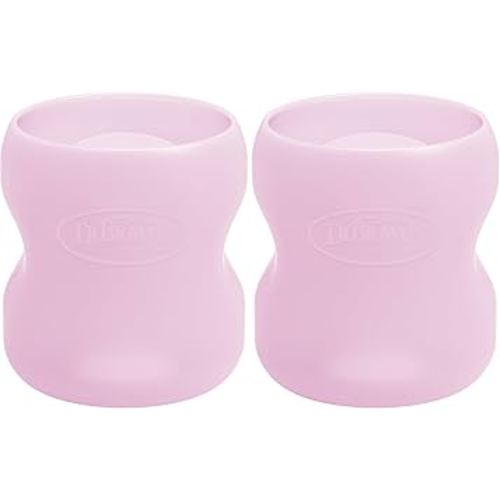 Dr. Brown's Natural Flow Options+ Glass Baby Bottle Sleeves,100% Silicone,5 oz,Wide-Neck,Pink (Pack of 2)