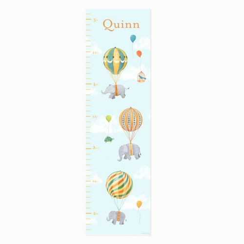 Personalized Growth Chart • Hot Air Balloons Elephants • Neutral • Peel-and-Stick Wall Decal