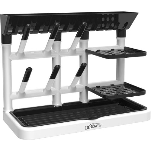 Dr. Brown's Drying Tower, Stand-Up Drying Rack, Countertop Baby Bottle Drying with Organized Storage for Baby Essentials, Space Saving Vertical Rack