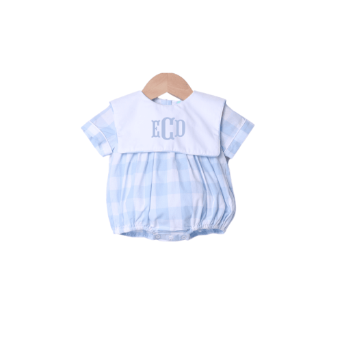 Blue Buffalo Check Bib Short Sleeve Bubble