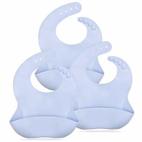 Benoxine Silicone Baby Bibs, Adjustable, Reusable, Durable, Waterproof, BPA-Free,Portable, 3-Pack
