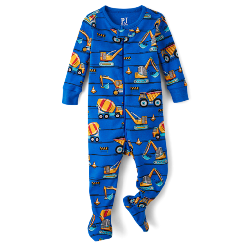 Baby And Toddler Boys Dino Snug Fit Cotton Footed One Piece Pajamas - Blue