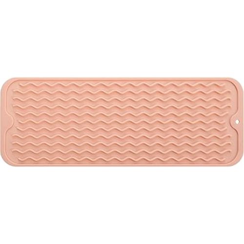 MicoYang Silicone Dish Drying Mat for Multiple Usage,Easy clean,Eco-friendly,Heat-resistant Silicone Mat for Kitchen Counter,Sink,Bar,Bottle,or Cup Pink M 17 inches x 6 inches