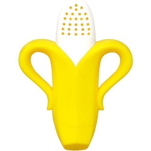 RaZbaby Fruitique Fruit Feeder One-Piece Baby – Larger Opening for Refilling & Fits More Fresh/Frozen Fruit for Teething Relief, Easy to Hold, Safer Design, BPA-Free, Dishwasher Safe - Banana