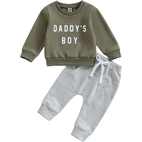 Toddler Baby Boy Outfits Newborn Infant Fall Winter Clothes Letters Sweatshirt Tops Elastic Waist Sweatpants Sets