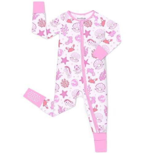 babee Reshinee Viscose Derived from Bamboo Baby Footie Pajamas Convertible Newborn Sleeper for Baby Girl Zipper Onesie 0-24M