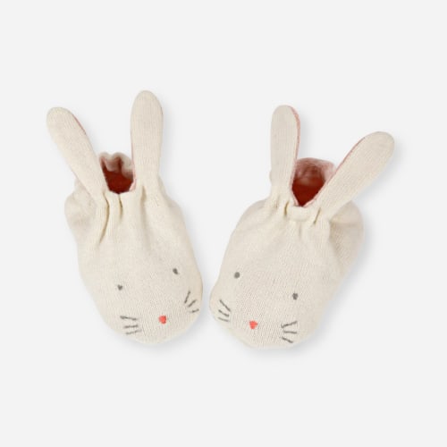Bunny Baby Booties - Mint & Peach