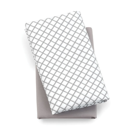 Lullaby Playard Fitted Sheet, 2-Pack - Grey Diamond