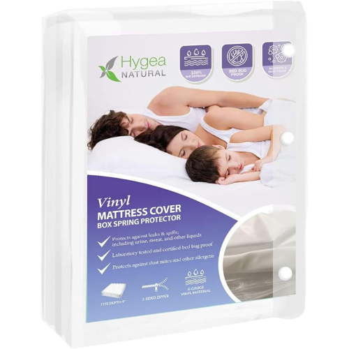 Hygea Natural Vinyl Crib Waterproof Mattress Cover Protector Zippered, 28x52x6