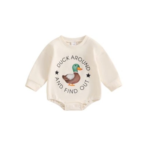 Baby Boy Duck Clothes Mallard Duck Sweatshirt Bubble Romper Long Sleeve Oversized Bodysuit Jumpsuit Fall Outfit 0-18M