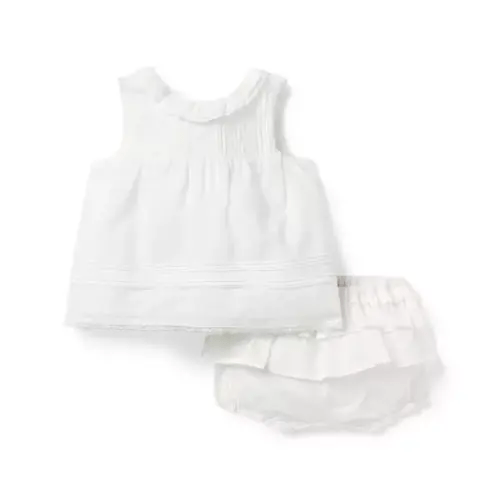 Baby White The Pintuck Lace Baby Matching Set by Janie and Jack