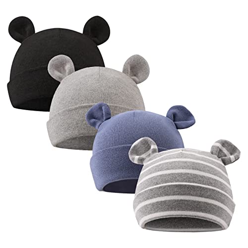 PESAAT Newborn Hospital Hat 0-12Months Preemie Boys Girls Beanie Solid Infant Baby Hats Autumn Winter