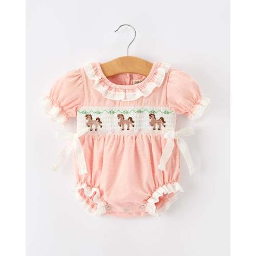Pink Pony Lace Romper