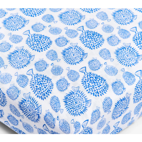 Organic Cotton Crib Sheets by Lewis - Blowfish in Marine