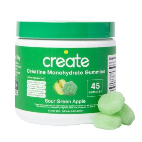 Create Wellness Creatine Monohydrate Sports Nutrition Supplements Gummies - Sour Green Apple - 8oz/45ct