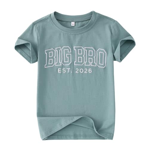 SOFEON Big Brother Shirt Toddler Boy Embroidered Big Bro Est. 2026 T-Shirt Kids Summer Short Sleeve Announcement Tees Tops