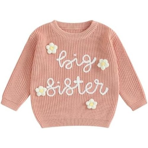 Amnnchya Sudadera de punto para bebé niña y niño Hermana mayor y hermana menor conjuntos a juego de manga larga sudadera con capucha