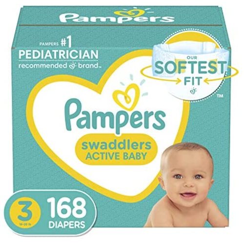 Diapers Size 3, 168 Count - Pampers Swaddlers Disposable Baby Diapers, ONE MONTH SUPPLY (Packaging May Vary) - 1 Month Supply