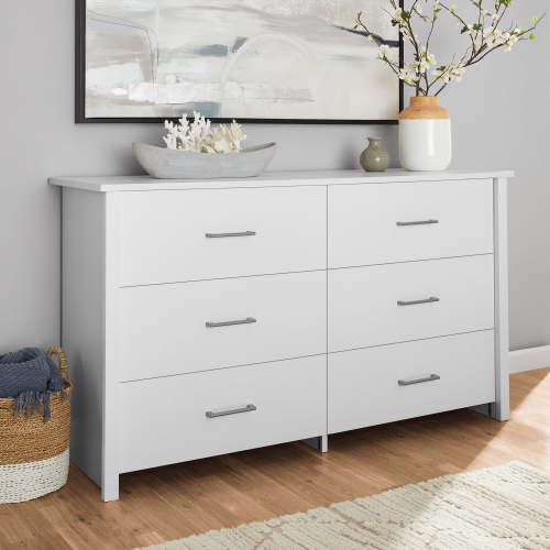 Mainstays Hillside 6-Drawer Dresser, Soft White Finish