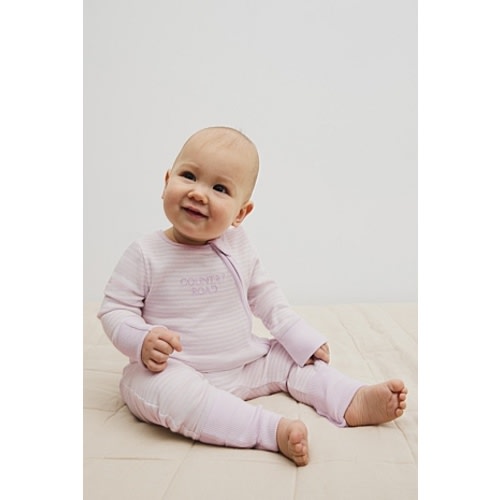 Pale Lavender Stripe Organically Grown Cotton Stripe Rib Jumpsuit - Jumpsuits & Bodysuits | Country Road