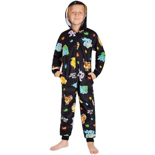 Pokemon Boys Novelty Fleece Sleepsuit, Warm Hooded Fleece - Boys Gifts