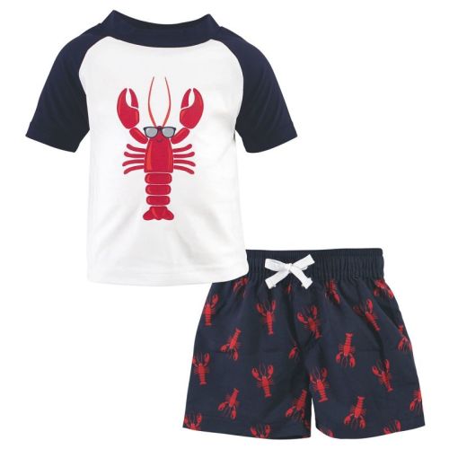 Hudson Baby Infant Boy Swim Rashguard Set, Lobster, 3-6 Months