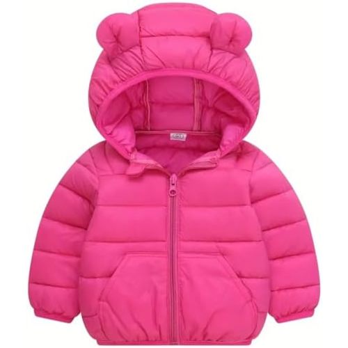 Toddler Winter Coats Puffer Padded Jacket Baby Boys Girls Bear Hoods Down Jacket Light Weight Infant Outerwear