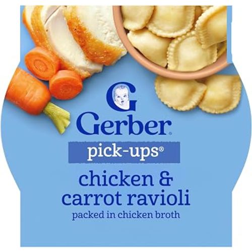 Gerber Toddler Food, Chicken Carrot Ravioli Pick-Ups, Mealtime for Toddler, 8PK