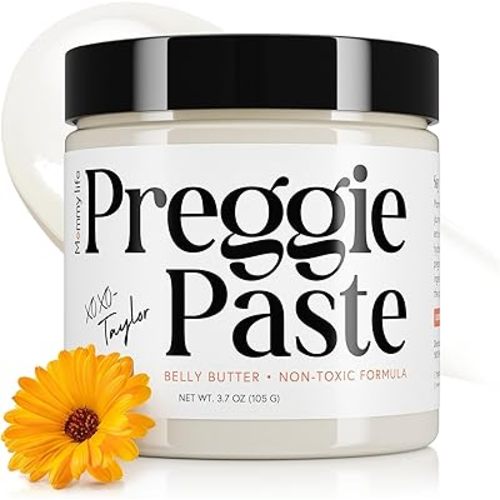 MOMMY LIFE Preggie Paste Belly Butter – Stretch Mark Cream for Pregnancy & Postpartum | Non Toxic Oil Based Moisturizing Cream with Manuka Honey & Vitamin E - 3.7oz