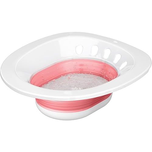 Pochik Sitz Bath for Toilet Seat, Sitz Baths for Hemorrhoids and Postpartum Care, Yoni Steam Seat, Collapsible Basin for Epsom Salt Soak, Sits Bath Kit for Women - Magenta
