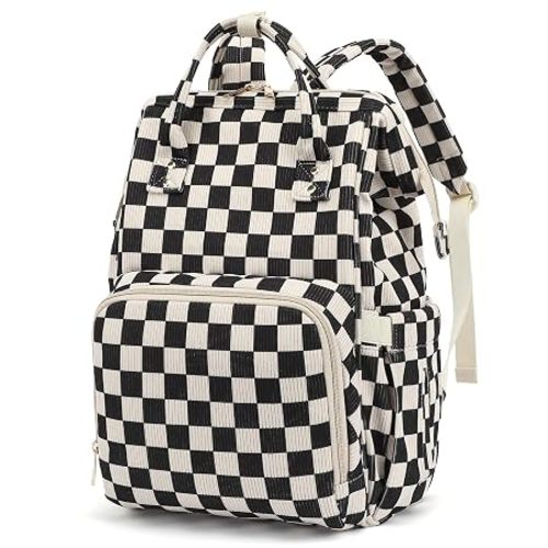 Dezcrab Baby Diaper Bag Backpack for Mom, Large Capacity Travel Nappy Bag for Boys & Girls with Stroller Straps (Corduroy Checkered Green)