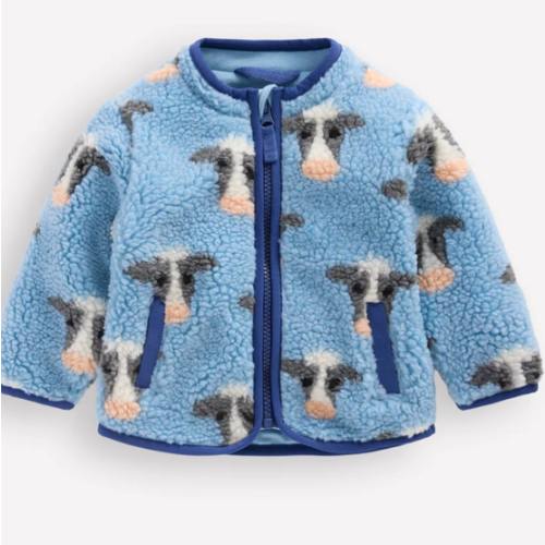 Cosy Borg Jacket-Glacier Blue Cows | Boden USA