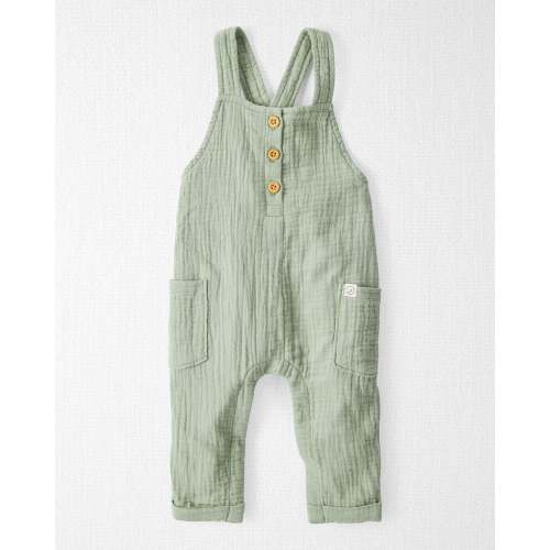 Moss Green Baby Organic Cotton Gauze Overalls