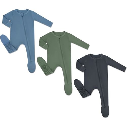 HAPIU Rayon from Bamboo Baby Footed Pajamas, 2 Way Premium Zipper, Footie for Baby Boy Girls, Newborn-24 Months