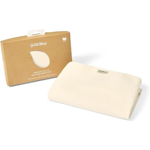 The Little Green Sheep Waterproof Mattress Protector, Organic Cotton, (to fit Next to Me Bedside Crib), 50 x 83 cm