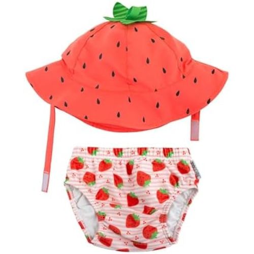 ZOOCCHINI Baby & Toddler Sun Hat & Reusable Swim Diaper Set, UPF 50+ Protection, Chlorine and Salt Water Resistant for Beach and Pool