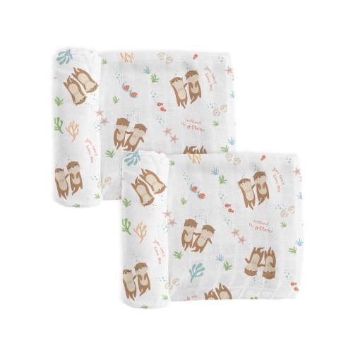 Otter Muslin Swaddle Blankets, Gender Neutral Gift