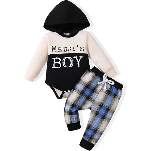 Renotemy Newborn Baby Boy Clothes Infant Boy Outfits Baby Hoodie Romper Fall Winter 0 3 6 9 12 18 Months Baby Clothes for Boy
