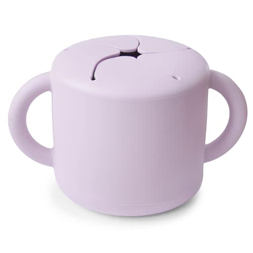 mushie Silicone Snack Cup | Spill Proof Food Container for Toddler and Baby (Soft Lilac)