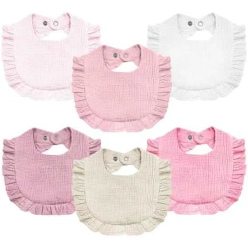 Baby Muslin Bibs,6 Pcs Drool Bandana Bibs for Baby Girl Drooling and Teething,Soft and Absorbent Cotton for Newborn