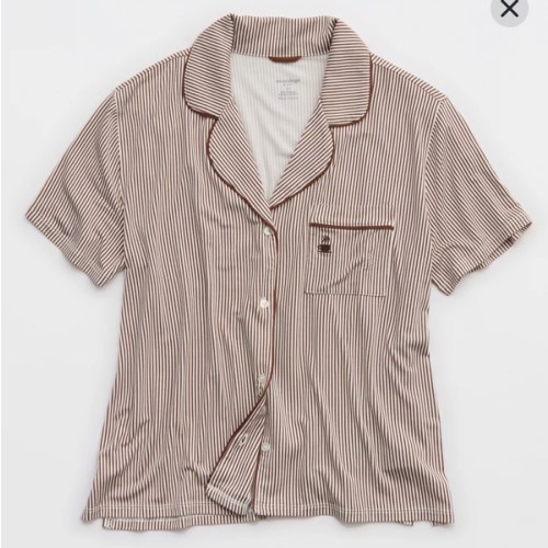 OVERSLEPT by Aerie Real Soft Short Sleeve Pajama Shirt