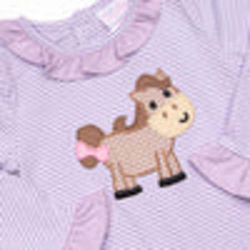 Horsin' Around Applique Romper, Purple Stripe – Stitchy Fish