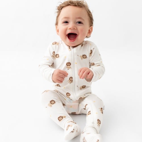 Lion Zipper Baby Footie Pajama | Bamboo Little 6-9m