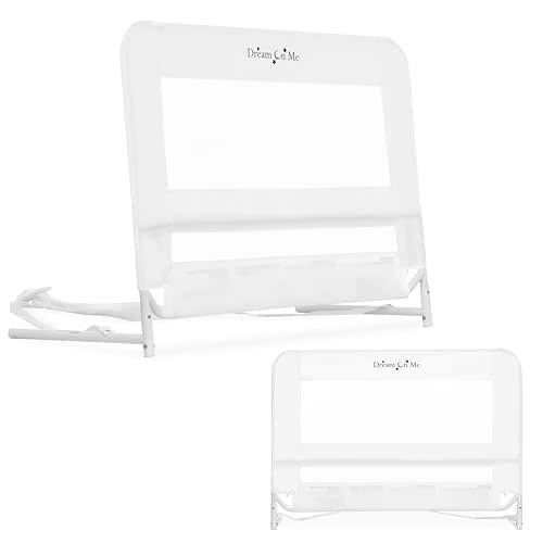 Dream On Me Lightweight Mesh Security Adjustable Bed Rail for Toddler, Breathable Mesh Fabric, Suitable for All Types Of Beds, Reinforced Anchor System Bed Guard Rail, White