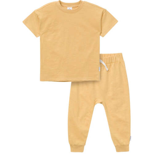 2-Piece Infant & Toddler Neutral Yellow T-Shirt & Jogger Pants Set